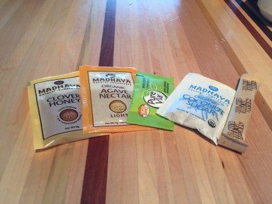 agave, honey, stevia, coconut sugar, sugar in the raw. seriously. 