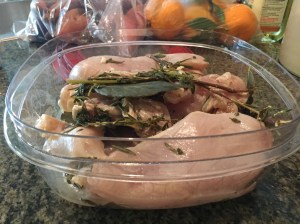 The brined chicken. Raw chicken bad - brined chicken delicious